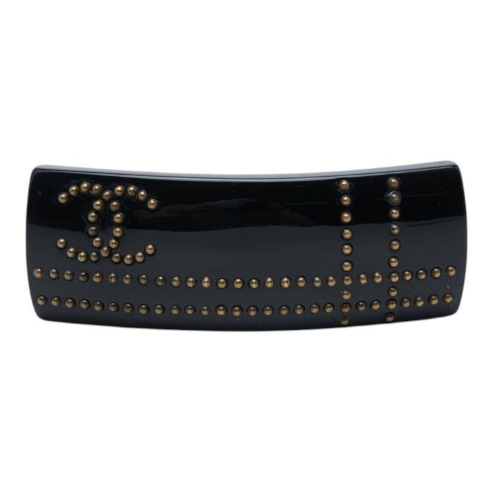 Chanel 07A CC Logo Studs Barrette Hair Accessory Black